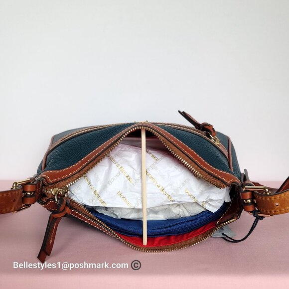 DOONEY & BOURKE Pebbled Grain Leather Presley Crossbody Bag- Teal color⭐ - Picture 12 of 16